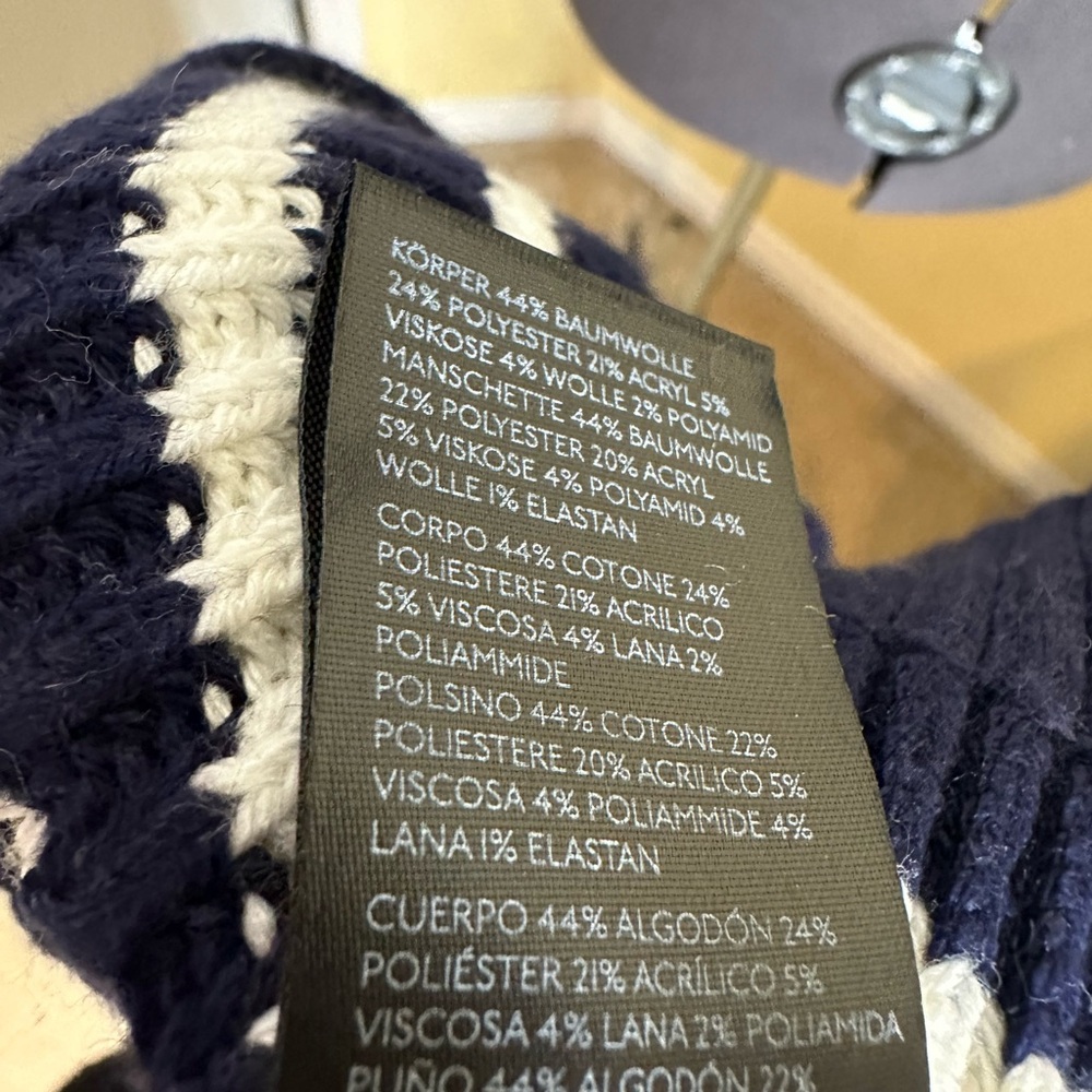 NWT Anthropologie Maeve blouson sleeve button up cardigan navy and white - Picture 17 of 17